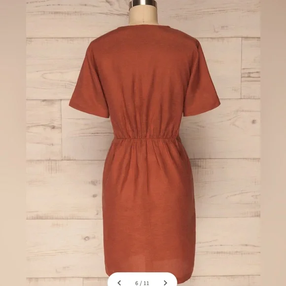 Rust button up dress - Picture 3 of 5